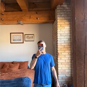 Men's Blue Crew Neck T-Shirt - Casual Everyday Tee